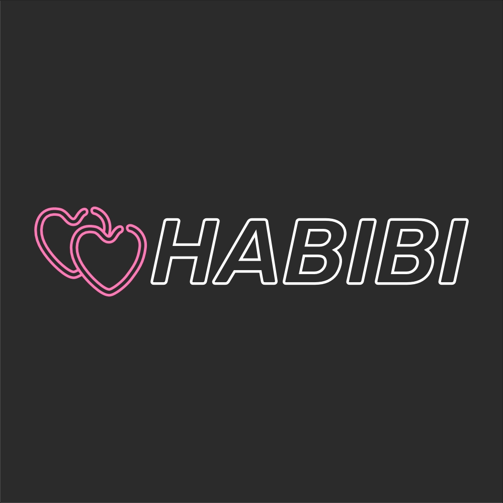 neon sign HABIBI ENGLISH